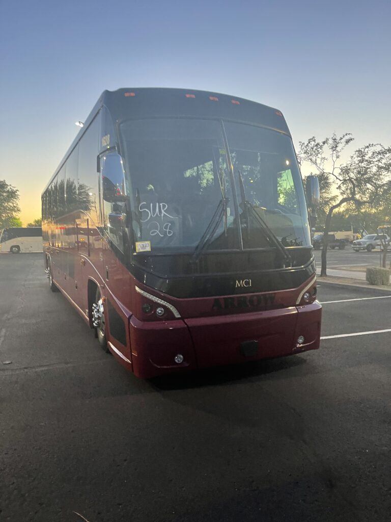Red Charter Bus in Arizona