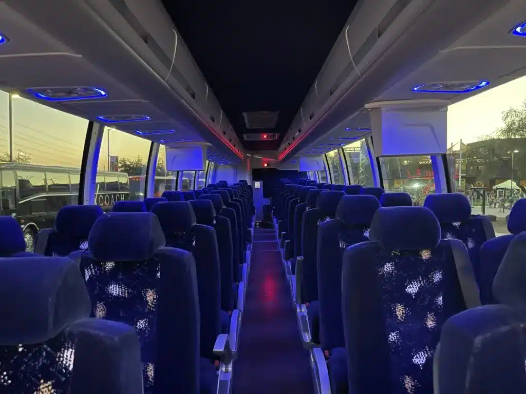 Interior of Divine Charter bus Albuquerque, New Mexico bus rentals