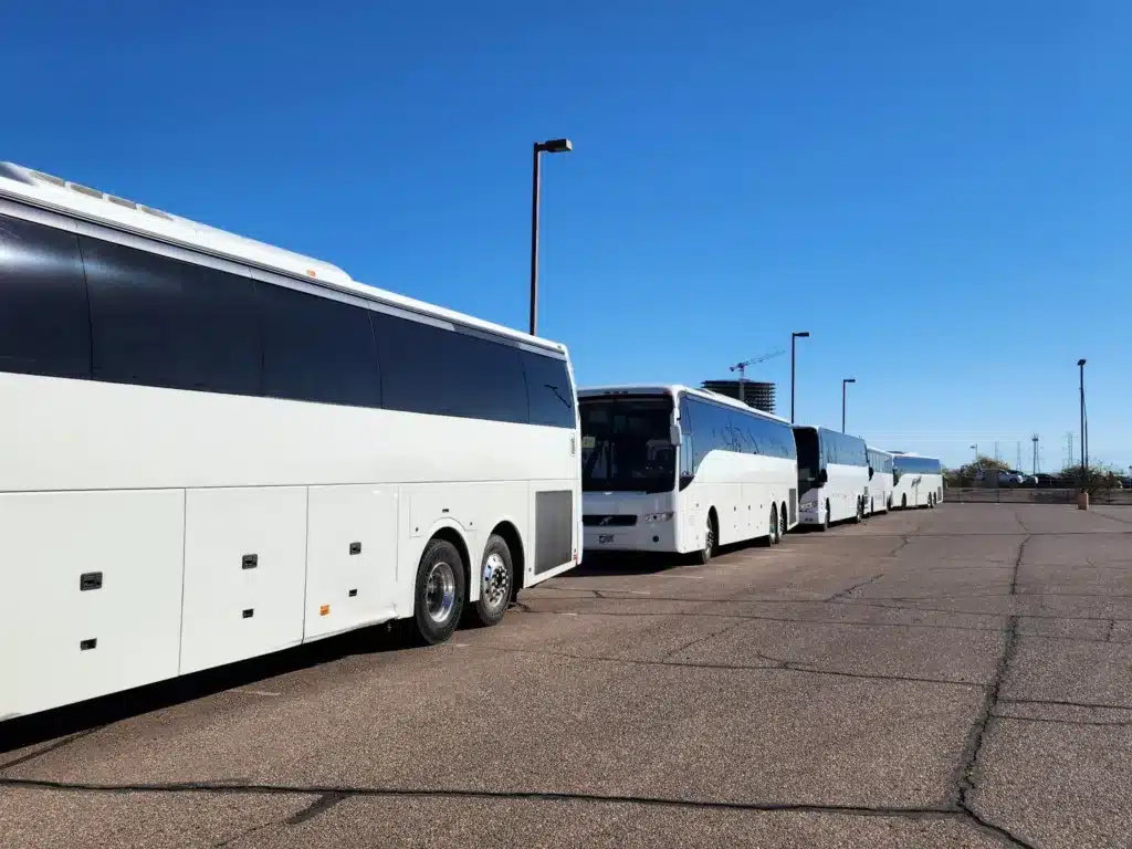 Divine Charter Phoenix Bus Rentals lined up for large event in PHoenix, AZ