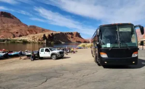 charter bus rental for a rafting trip